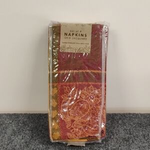 Elegant Red and Gold Jacquard Napkins - Set of 4